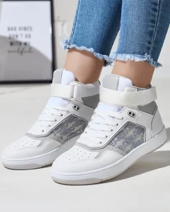 Royalfashion Białe damskie wysokie sneakersy sportowe Xosa