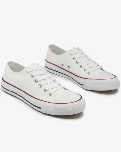 Royalfashion Białe damskie klasyczne sznurowane trampki Ogisa