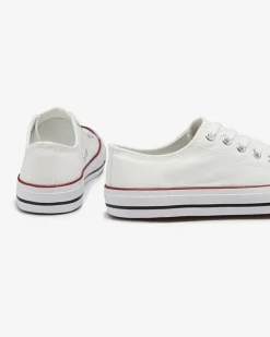 Royalfashion Białe damskie klasyczne sznurowane trampki Ogisa