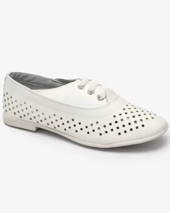 Royalfashion Białe dziecięce mokasyny ażurowe Janno