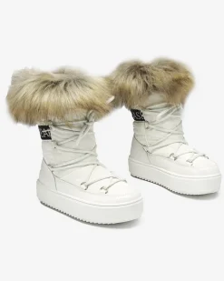 Royalfashion Białe dziecięce wsuwane buty a'la śniegowce z futerkiem Asika