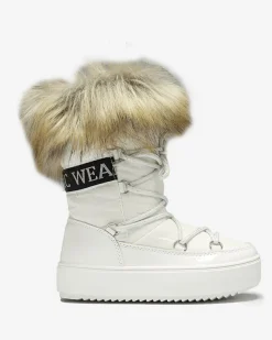 Royalfashion Białe dziecięce wsuwane buty a'la śniegowce z futerkiem Asika