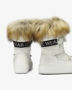 Royalfashion Białe dziecięce wsuwane buty a'la śniegowce z futerkiem Asika