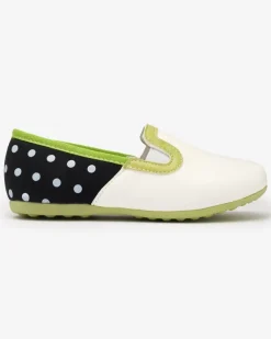 Royalfashion Białe dziewczęce półbuty z eko skóry w groszki Rellme