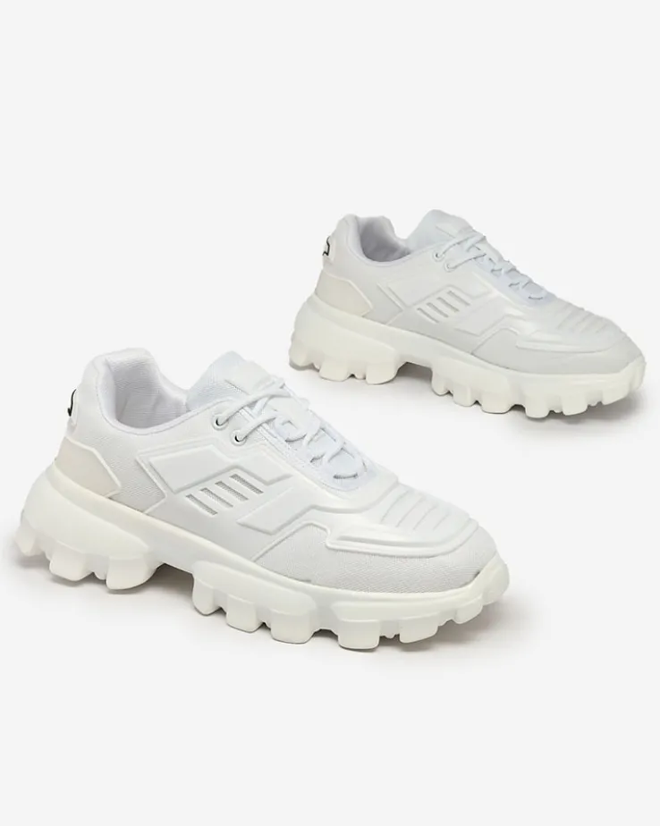 Royalfashion Białe tkaninowe sportowe sneakersy męskie Lamkim