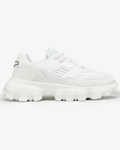 Royalfashion Białe tkaninowe sportowe sneakersy męskie Lamkim