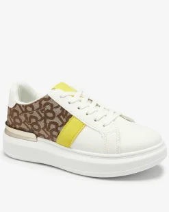 Royalfashion Biało- brązowe buty sportowe damskie Mlysio