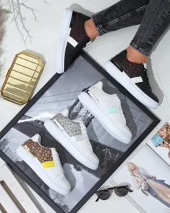 Royalfashion Biało- brązowe buty sportowe damskie Mlysio