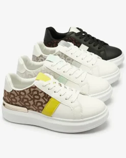 Royalfashion Biało- brązowe buty sportowe damskie Mlysio