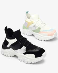 Royalfashion Biało- czarne sportowe sneakersy damskie Ziragga