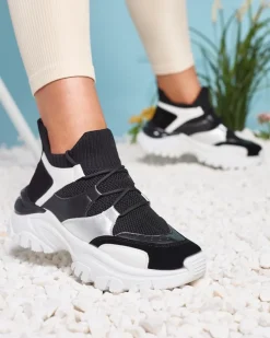 Royalfashion Biało- czarne sportowe sneakersy damskie Ziragga