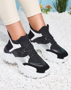 Royalfashion Biało- czarne sportowe sneakersy damskie Ziragga