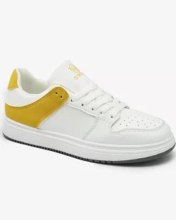 Royalfashion Biało- musztardowe damskie buty sportowe Elevace