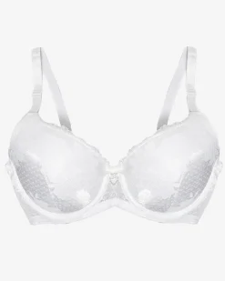 Royalfashion Biały biustonosz z ozdobną koronką