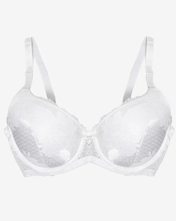 Royalfashion Biały biustonosz z ozdobną koronką