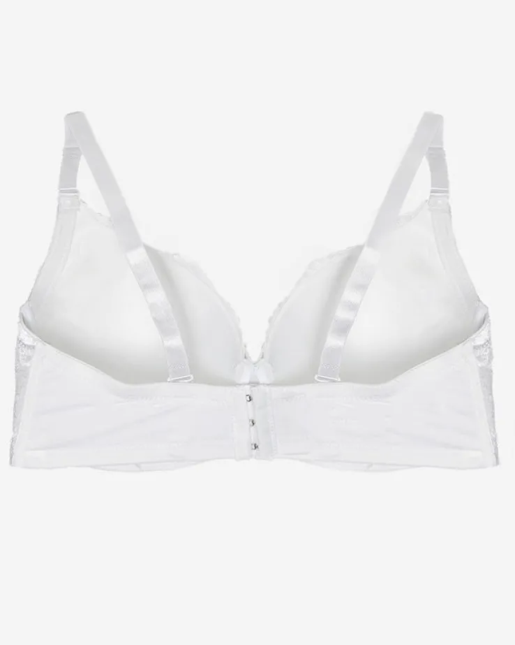 Royalfashion Biały biustonosz z ozdobną koronką