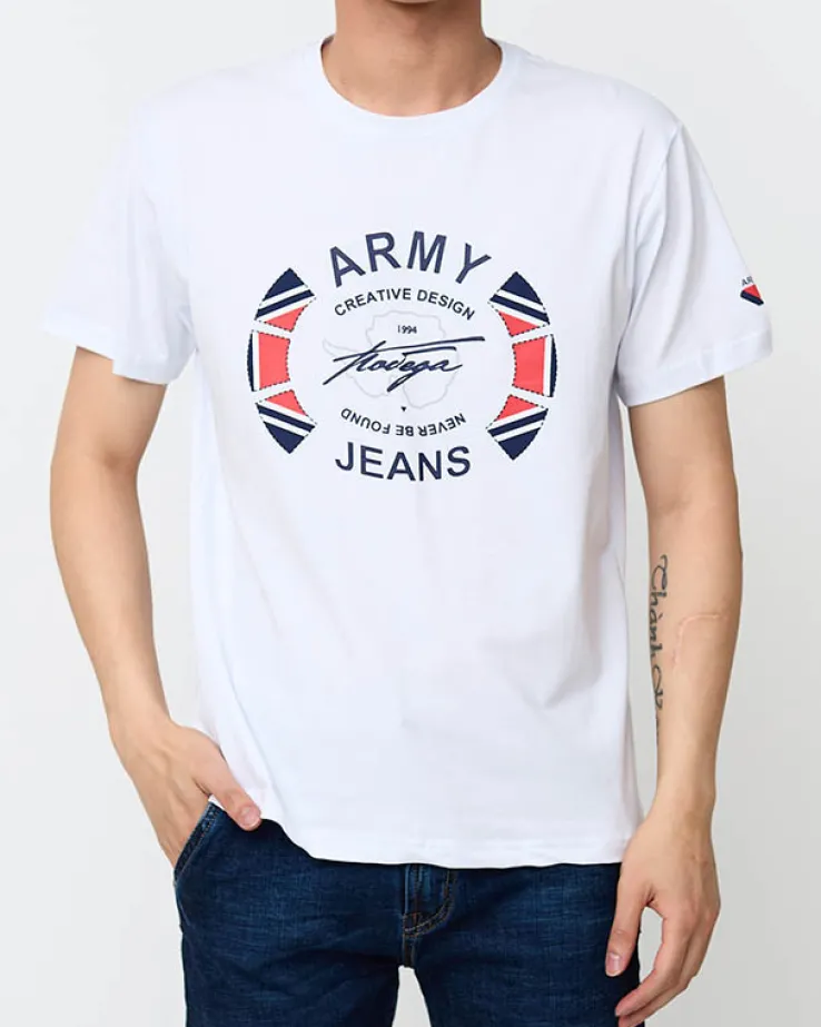 Royalfashion Biały męski t-shirt z nadrukiem