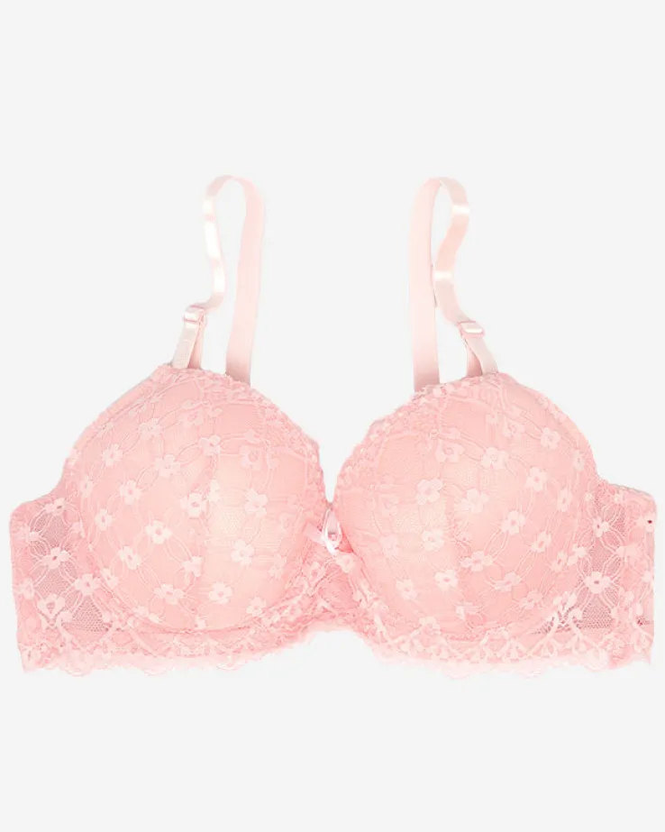 Royalfashion Biustonosz damski z koronką w kolorze różowym