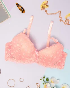 Royalfashion Biustonosz damski z koronką w kolorze różowym