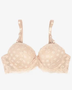 Royalfashion Biustonosz damski z koronką w kolorze beżowym