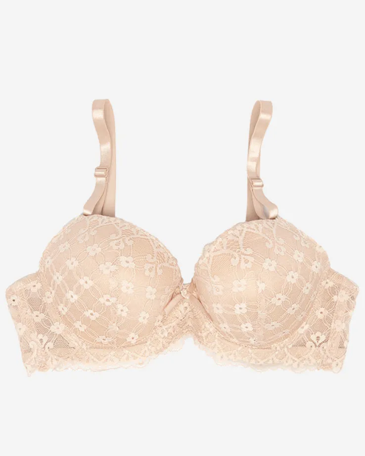 Royalfashion Biustonosz damski z koronką w kolorze beżowym