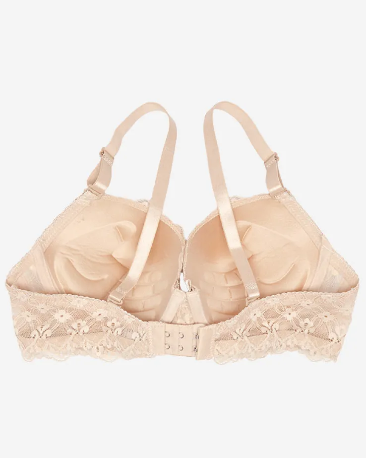 Royalfashion Biustonosz damski z koronką w kolorze beżowym