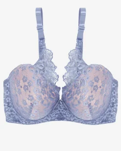 Royalfashion Biustonosz różowy z fioletowo-niebieską koronką