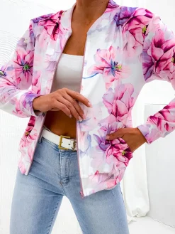 Royalfashion Bomberka damska w kwiaty