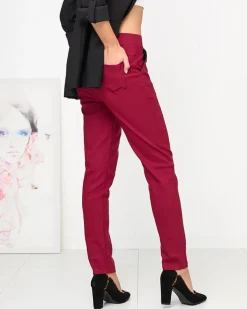 Royalfashion Bordowe damskie ocieplane spodnie typu tregginsy PLUS SIZE