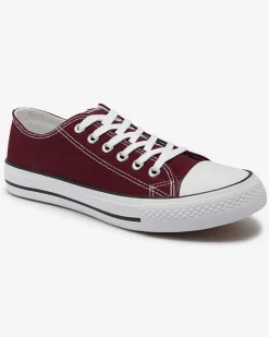 Royalfashion Bordowe damskie klasyczne sznurowane trampki Ogisa