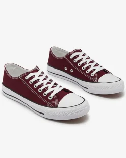 Royalfashion Bordowe damskie klasyczne sznurowane trampki Ogisa