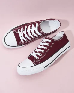 Royalfashion Bordowe damskie klasyczne sznurowane trampki Ogisa