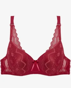 Royalfashion Bordowy damski biustonosz z koronką