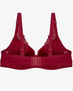 Royalfashion Bordowy damski biustonosz z koronką