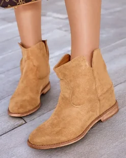 Royalfashion Botki a'la kowbojki na krytym koturnie Blueston