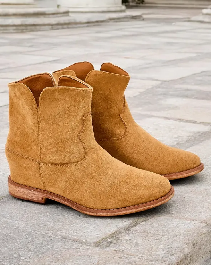 Royalfashion Botki a'la kowbojki na krytym koturnie Blueston