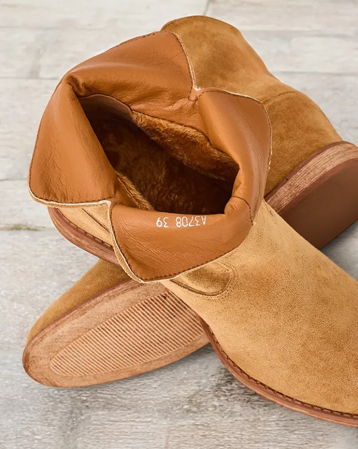 Royalfashion Botki a'la kowbojki na krytym koturnie Blueston