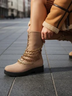 Royalfashion Botki damskie typu workery w kolorze jasnobrązowym Goserre