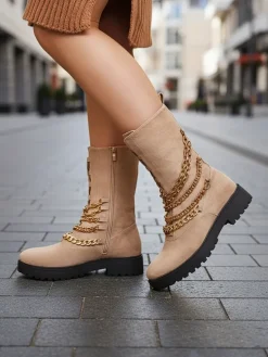 Royalfashion Botki damskie typu workery w kolorze jasnobrązowym Goserre