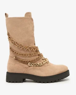 Royalfashion Botki damskie typu workery w kolorze jasnobrązowym Goserre