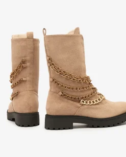 Royalfashion Botki damskie typu workery w kolorze jasnobrązowym Goserre