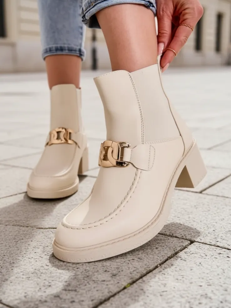 Royalfashion Botki damskie na niskim słupku Ewios