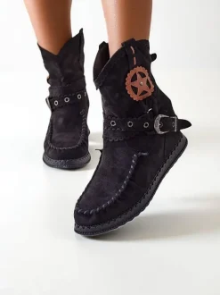 Royalfashion Botki damskie na niskim koturnie Indianas