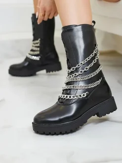 Royalfashion Botki damskie typu workery w kolorze czarnym Goserre