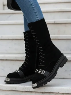 Royalfashion Botki damskie sznurowane Werces