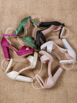 Royalfashion Brokatowe damskie sandały Vobetta