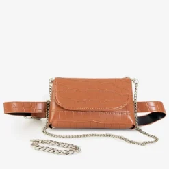 Royalfashion Brązowa torebka typu nerka a'la skóra węża