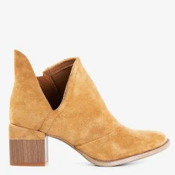 Royalfashion Brązowe damskie botki na słupku Jeneuer