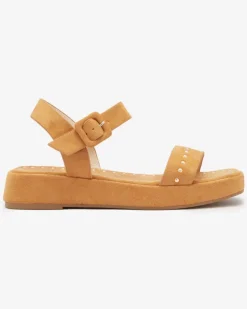 Royalfashion Brązowe sandały damskie z dżetami Franssia