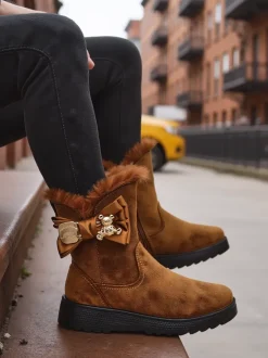 Royalfashion Buty a'la śniegowce damskie z kokardką Kiebbi